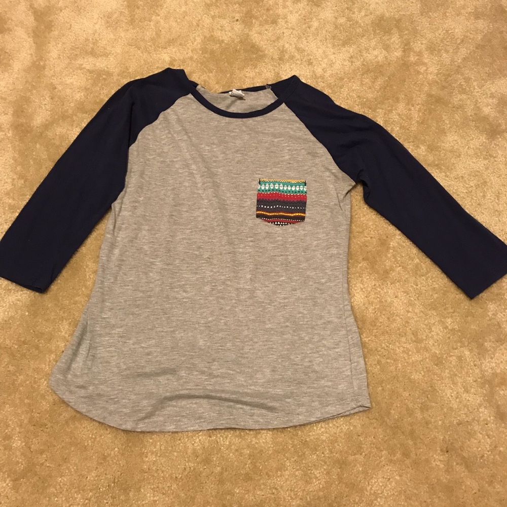 Purple and gray baseball tee
